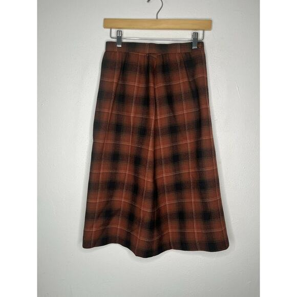 Allen Bernard Ltd Vintage Browns Autumnal Wool Plaid Midi Skirt size 8 - Picture 4 of 6
